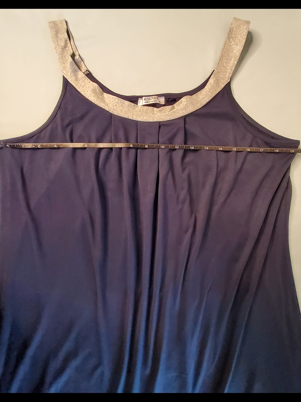 Navy Sleeveless Sleep Gown with Grey Trim - Women's Top - Picture 5 of 6